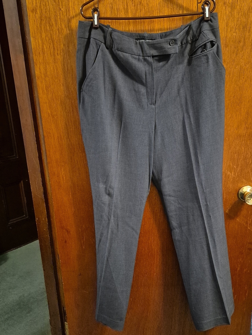 Larry Levine Stretch-Charcoal Straight-Leg Trousers Size 18